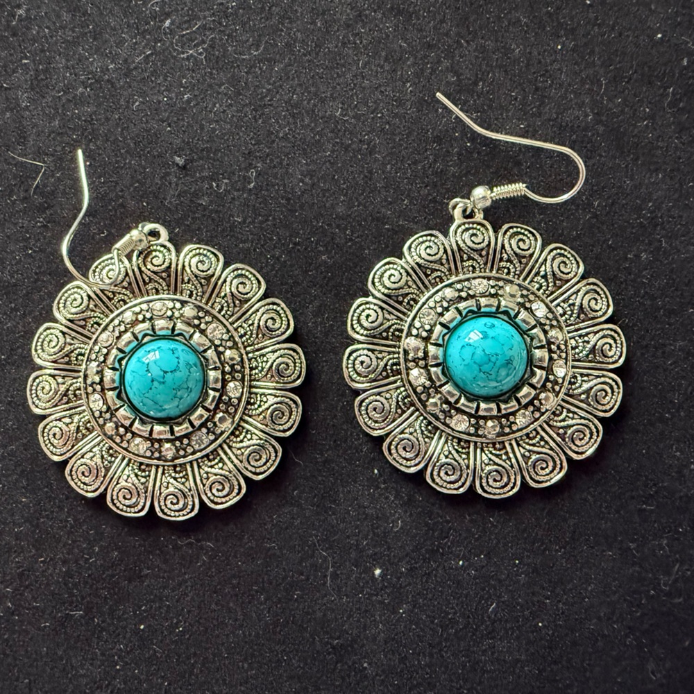 Women’s Turquoise Colored Costume Jewelry Earrings - Picture 1 of 2